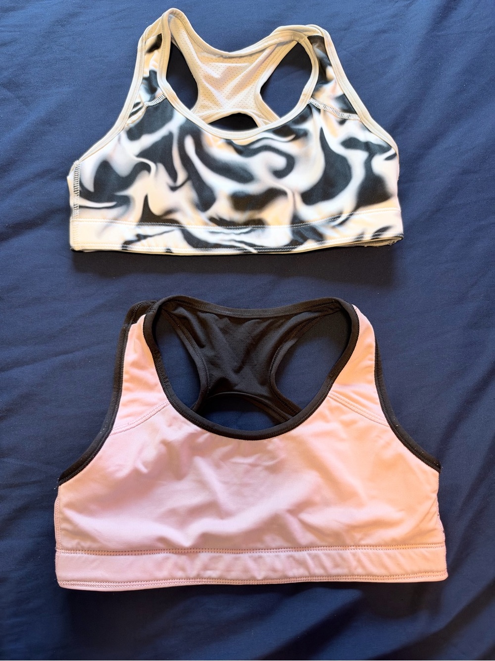 Athletic Works Pink and Black/White Swirl Girls' Sports Bikini Tops